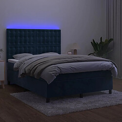 Avis vidaXL Sommier à lattes de lit matelas et LED Bleu foncé 140x200 cm