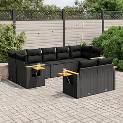 Maison Chic Ensemble Tables et chaises d'extérieur 9 pcs avec coussins,Salon de jardin noir résine tressée -GKD470977