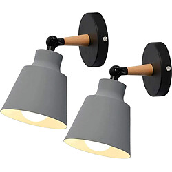 Stoex Lot de 2 Moderne Applique Murale Industrielle en Métal Luminaires E27 Edison Loft Lampe pour Café Bar Couloir Salle à Manger Salon Chambre (G Lot de 2 Moderne Applique Murale Industrielle en Métal Luminaires E27 Edison Loft Lampe pour Café Bar Couloir Salle à Manger Salon Chambre (Gris)