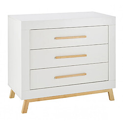 Schardt Commode avec plan à langer 3 tiroirs bois blanc et pieds hêtre Miami L 109 x H 101 x P 72 cm