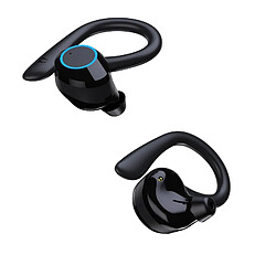 Universal Écouteurs sans fil 5.0 Contrôle tactile Sport Étanche Bluetooth Basse Stéréo Écouteurs avec microphone(Le noir)