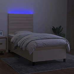 Avis vidaXL Sommier à lattes de lit et matelas et LED Crème 100x200cm Tissu