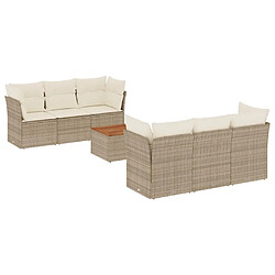 Maison Chic Salon de jardin avec coussins 7 pcs, Ensemble Tables et chaises de jardin, beige résine tressée -GKD345026 