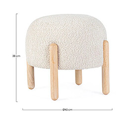 Avis Mes Tabouret rond 45x45x38 cm en tissu bouclette écru - STERCK