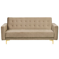 Beliani Canapé convertible 3 places en velours beige sable ABERDEEN