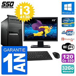 PC Tour Lenovo M93p Ecran 19" Intel i3-4130 RAM 32Go SSD 120Go Windows 10 Wifi - Occasion