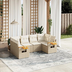 vidaXL Salon de jardin avec coussins 6 pcs beige résine tressée 