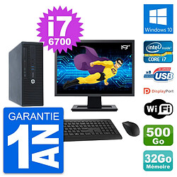 PC HP 400 G3 SFF Ecran 19" Intel i7-6700 RAM 32Go Disque 500Go Windows 10 Wifi · Occasion 