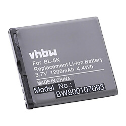 vhbw Batterie remplacement pour Nokia BL-5K pour smartphone (1200mAh, 3,7V, Li-ion) 