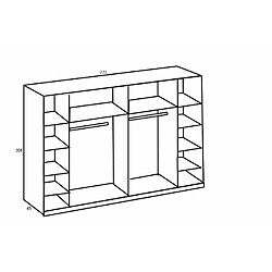 Avis Inside 75 Armoire STOKE 2 portes coulissantes 2 portes battantes corps graphite rechampis sapin argenté