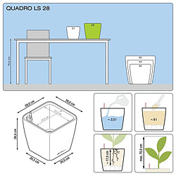 Pot Quadro Premium LS 28 - kit complet, noir brillant 28 cm