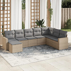 vidaXL Salon de jardin avec coussins 8 pcs beige résine tressée 