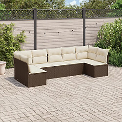 Maison Chic Salon de jardin avec coussins 7 pcs, Ensemble Tables et chaises de jardin, marron résine tressée -GKD245775