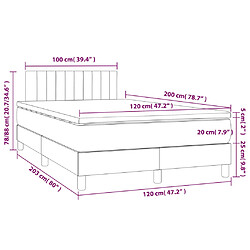 vidaXL Sommier à lattes de lit avec matelas LED Bleu 120x200 cm Tissu pas cher