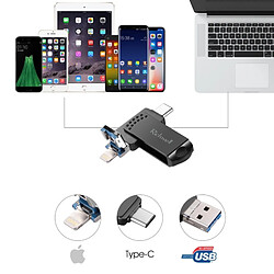 Acheter Wewoo Clé USB iPhone iDisk 32G Type-C + Lightning 8 broches + USB 3.0 en métal avec fonction OTG (noir)