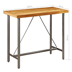 vidaXL Table de bar Teck recyclé massif 120x58x106 cm pas cher