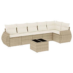 Maison Chic Salon de jardin avec coussins 7 pcs | Ensemble de Table et chaises | Mobilier d'Extérieur beige résine tressée -GKD31217