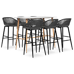 vidaXL Ensemble de bar 7 pcs Blanc et gris