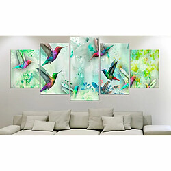 Paris Prix Tableau 5 Panneaux Colourful Hummingbirds Wide Green 100 x 200 cm