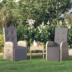 Maison Chic Lot de 2 Chaises de jardin inclinables,Fauteuil d'extérieur coussins Gris Résine tressée -MN15330