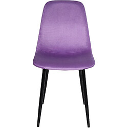 Decoshop26 Lot de 4 chaises de salle à manger design simple avec pieds en métal noir et assise en tissu violet 10_0001831