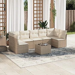 vidaXL Salon de jardin avec coussins 8 pcs beige résine tressée