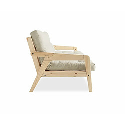 Avis Inside 75 Canapé convertible futon GRAB pin naturel coloris beige couchage 130 cm.