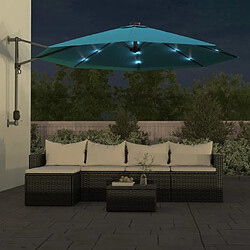 Avis Maison Chic Parasol Jardin | Parasol mural avec LED bleu mer 290 cm - GKD84264