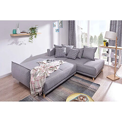 Avis Bestmobilier Lena - canapé d'angle droit convertible - 5 places - gris clair - style scandinave