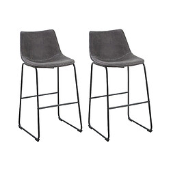 Beliani Tabouret de bar Set de 2 Tissu Gris FRANKS 