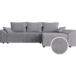 Palozi Sofa Canapé d'angle convertible avec coffre Vaugirard 2 en velours côtelé - 3 places - Gris 