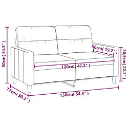 vidaXL Canapé à 2 places Gris clair 120 cm Tissu pas cher