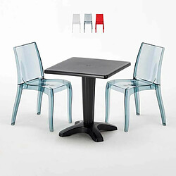 Grand Soleil Table bistrot et 2 chaises colorées poly