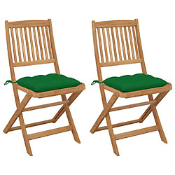 vidaXL Chaises pliables de jardin lot de 2 avec coussins Bois d'acacia