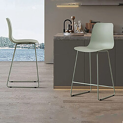 Mes Lot de 2 chaises de bar H65 cm gris-vert - NORYZ 