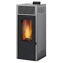 INVICTA Nola 7 - Poele a granules modulable de 2,5 a 7 kW - Acier - Rendement : 86 % - Autonomie : 27 h - Flamme verte 6* - Gris