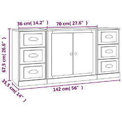 vidaXL Buffets 3 pcs Chêne marron Bois d'ingénierie pas cher