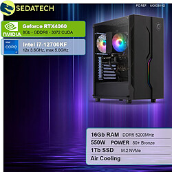 Sedatech PC Gamer • Intel i7-12700KF • RTX4060 • 16Go DDR5 • 1To SSD M.2 • sans OS