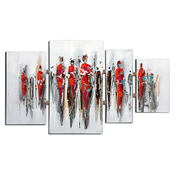 Composition de Tableaux Peintures Abstraites Kuatéh 124x70 cm Personnes Collage 3D avec Aluminium