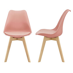 Lot de 2 Chaises de Salle à Manger Milano Similicuir Effet Hêtre Rose [en.casa]