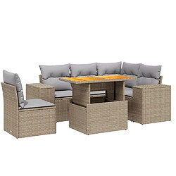 vidaXL Salon de jardin avec coussins 6 pcs beige résine tressée