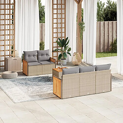 vidaXL Salon de jardin avec coussins 6 pcs beige résine tressée