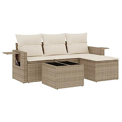 Maison Chic Salon de jardin avec coussins 4 pcs | Ensemble de Table et chaises | Mobilier d'Extérieur beige résine tressée -GKD73387