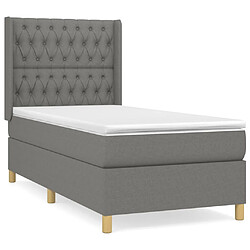 vidaXL Sommier à lattes de lit avec matelas Gris foncé 100x200cm Tissu