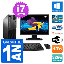 PC Lenovo M93p SFF Ecran 19" Intel i7-4770 RAM 32Go Disque 1To Windows 10 Wifi - Occasion