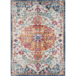 Surya LOU - Tapis vintage multicolore, Aqua, Blanc et Orange - 200x274cm 