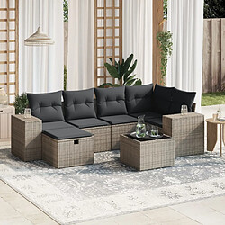 vidaXL Salon de jardin avec coussins 7 pcs gris résine tressée 