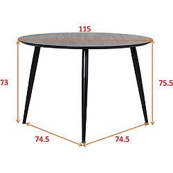 Venture Home Table ronde 115cm MDF et acier Dipp.