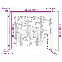vidaXL Portail de jardin 105x80 cm acier corten design de bambou pas cher