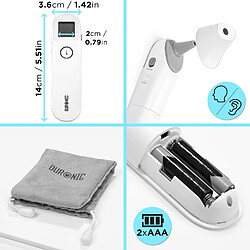 Duronic IRT3W Thermomètre Infrarouge 3 en 1 | Température par l?Oreille et Le Front | Modes Adultes/Enfants/Objets | Mesure sans Contact | Fonction de mémorisation | Alerte de fièvre | Pochette